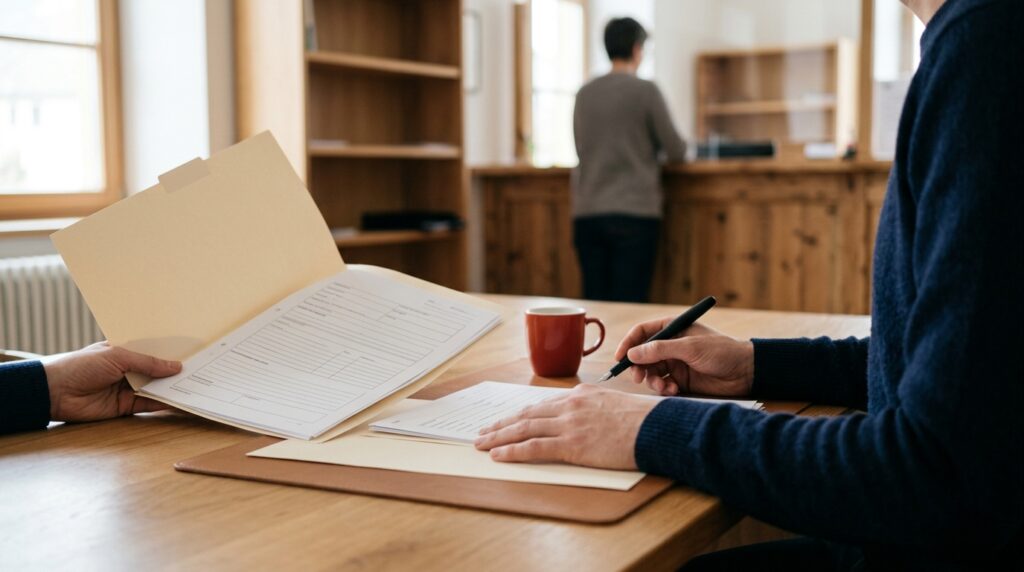 Brief mit Auskunftsersuchen nach der Datenschutzgrundverordnung am Schreibtisch