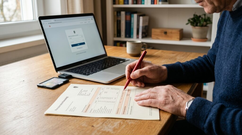Pensionskonto am Laptop abfragen mit Kontoauszug der Pensionsversicherung